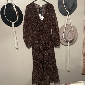 Buddy Love Black and Red Floral Long Sleeve Dress